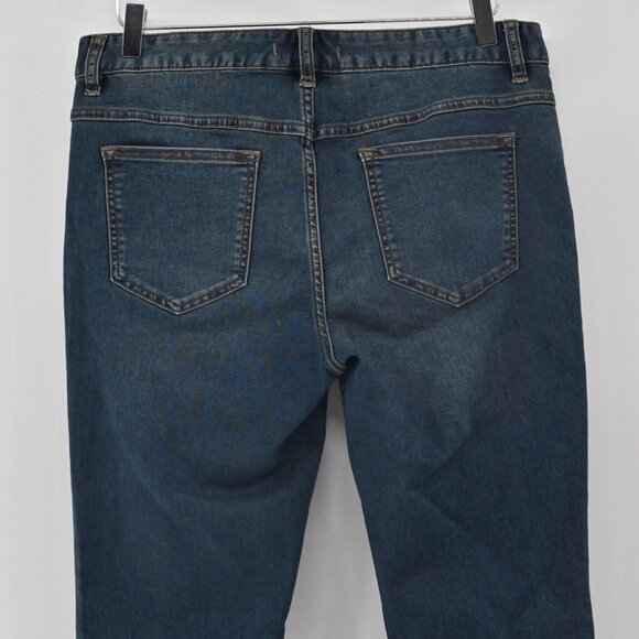 FREE PEOPLE Jeans Womens Sz 31 Dark Wash Distressed Busted Knee Mid Rise Skinny - Picture 6 of 12